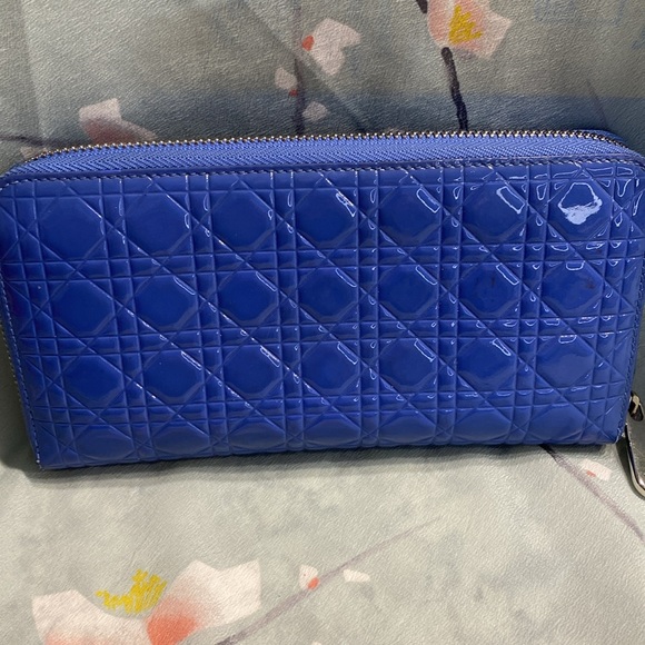 DIOR Lady Dior Blue Cannage Style Zippy Wallet - Picture 2 of 8